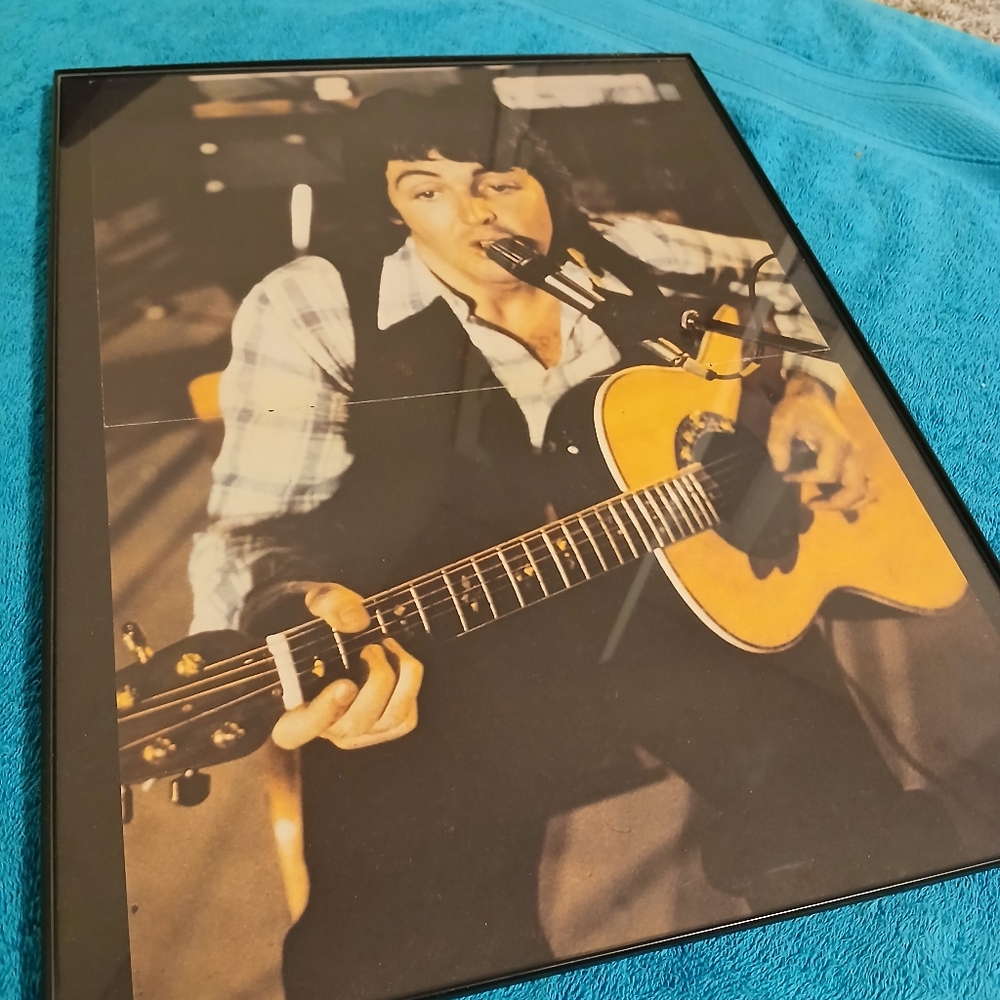 Rare 1970s Beatles Paul McCartney Guitar 70s Vintage Wall Decor Acoustic Wings
